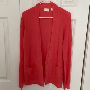 Cyrus Coral Open-Front Knit Cardigan